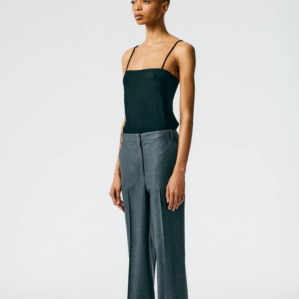 TIBI Grey Superfine Wool Flannel Rodney Straight Leg Trouser 12 - Picture 5 of 15